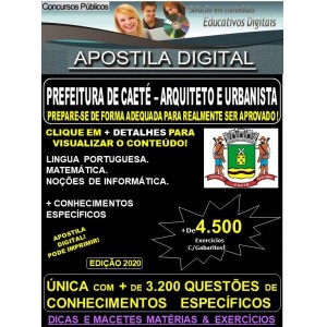 Apostila Prefeitura Municipal de Caeté MG  - ARQUITETO E URBANISTA  - Teoria + 4.500 Exercícios - Concurso 2020