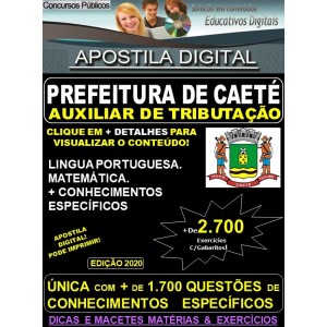 Apostila Prefeitura Municipal de Caeté MG - AUXILIAR de TRIBUTAÇÃO - Teoria + 2.700 Exercícios - Concurso 2020