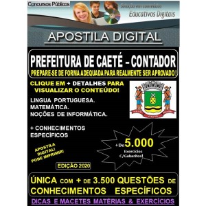 Apostila Prefeitura Municipal de Caeté MG  - CONTADOR  - Teoria + 5.000 Exercícios - Concurso 2020