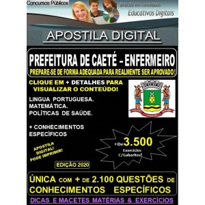 Apostila Prefeitura Municipal de Caeté MG  - ENFERMEIRO  - Teoria + 3.500 Exercícios - Concurso 2020