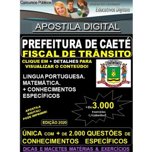 Apostila Prefeitura Municipal de Caeté MG - FISCAL DE TRÂNSITO - Teoria + 3.000 Exercícios - Concurso 2020