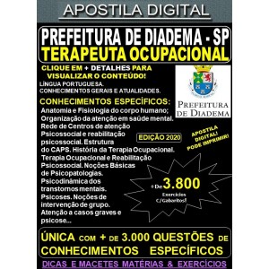 Apostila Prefeitura de Diadema SP - TERAPEUTA OCUPACIONAL - Teoria + 3.800 Exercícios - Concurso 2020