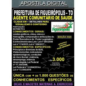 Apostila Prefeitura de Figueirópolis - AGENTE COMUNITÁRIO de SAÚDE - Teoria + 3.000 Exercícios - Concurso 2020