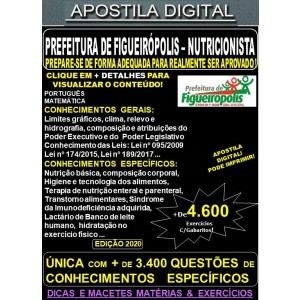 Apostila Prefeitura de Figueirópolis - NUTRICIONISTA - Teoria + 4.600 Exercícios - Concurso 2020