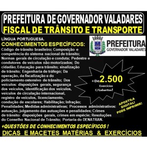 Apostila Prefeitura Municipal de Governador Valadares MG - FISCAL DE TRÂNSITO E TRANSPORTE - Teoria + 2.500 Exercícios - Concurso 2019