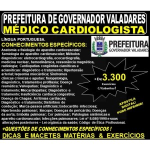 Apostila Prefeitura Municipal de Governador Valadares MG - MÉDICO CARDIOLOGISTA - Teoria + 3.300 Exercícios - Concurso 2019