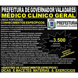 Apostila Prefeitura Municipal de Governador Valadares MG - MÉDICO CLÍNICO GERAL - Teoria + 3.500 Exercícios - Concurso 2019