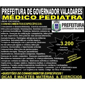 Apostila Prefeitura Municipal de Governador Valadares MG - MÉDICO PEDIATRA - Teoria + 3.200 Exercícios - Concurso 2019