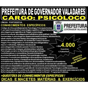 Apostila Prefeitura Municipal de Governador Valadares MG - PSICOLOGO - Teoria + 4.000 Exercícios - Concurso 2019