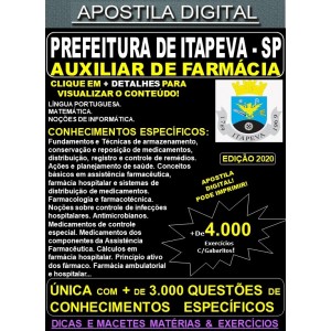 Apostila Prefeitura de Itapeva SP - AUXILIAR de FARMÁCIA - Teoria + 4.000 Exercícios - Concurso 2020