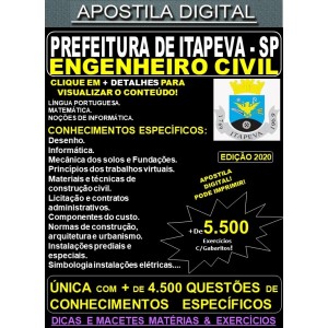 Apostila Prefeitura de Itapeva SP - ENGENHEIRO CIVIL - Teoria + 5.500 Exercícios - Concurso 2020