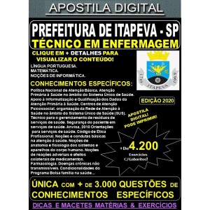 Apostila Prefeitura de Itapeva SP - TÉCNICO de ENFERMAGEM - Teoria + 4.200 Exercícios - Concurso 2020