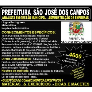 Apostila Prefeitura de São José dos Campos - Analista em Gestão Municipal - ADMINISTRAÇÃO de EMPRESAS - Teoria + 4.600 Exercícios - Concurso 2018