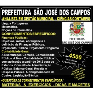 Apostila Prefeitura de São José dos Campos - Analista em Gestão Municipal - CIÊNCIAS CONTÁBEIS - Teoria + 4.500 Exercícios - Concurso 2018