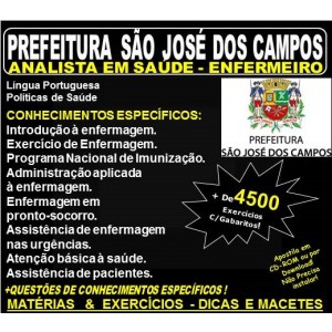 Apostila Prefeitura de São José dos Campos - Analista em Saúde - ENFERMEIRO - Teoria + 4.500 Exercícios - Concurso 2018