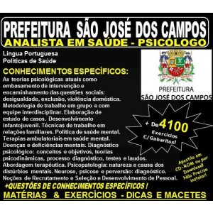 Apostila Prefeitura de São José dos Campos - Analista em Saúde - PSICÓLOGO - Teoria + 4.100 Exercícios - Concurso 2018