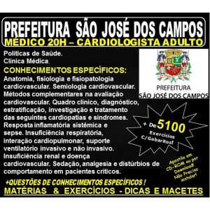 Apostila Prefeitura de São José dos Campos - Médico - CARDIOLOGISTA ADULTO - Teoria + 5.100 Exercícios - Concurso 2018