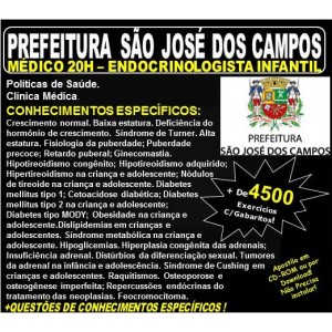 Apostila Prefeitura de São José dos Campos - Médico - EMERGENCISTA INFANTIL - Teoria + 4.500 Exercícios - Concurso 2018