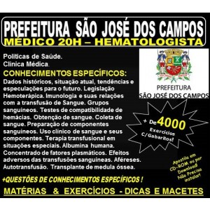 Apostila Prefeitura de São José dos Campos - Médico - HEMATOLOGISTA - Teoria + 4.000 Exercícios - Concurso 2018