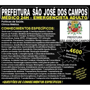 Apostila Prefeitura de São José dos Campos - Médico - EMERGENCISTA ADULTO - Teoria + 4.600 Exercícios - Concurso 2018
