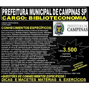 Apostila PREFEITURA MUNICIPAL de CAMPINAS SP - BIBLIOTECONOMIA - Teoria + 3.500 Exercícios - Concurso 2019