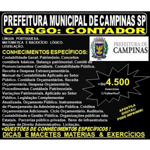 Apostila PREFEITURA MUNICIPAL de CAMPINAS SP - CONTADOR - Teoria + 4.500 Exercícios - Concurso 2019