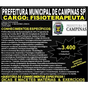 Apostila PREFEITURA MUNICIPAL de CAMPINAS SP - FISIOTERAPEUTA - Teoria + 3.400 Exercícios - Concurso 2019