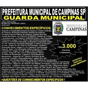 Apostila PREFEITURA MUNICIPAL DE CAMPINAS SP - GUARDA MUNICIPAL - Teoria + 3.000 Exercícios - Concurso 2019