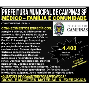 Apostila PREFEITURA MUNICIPAL de CAMPINAS SP - MÉDICO FAMÍLIA e COMUNIDADE - Teoria + 4.400 Exercícios - Concurso 2019