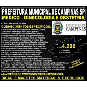 Apostila PREFEITURA MUNICIPAL de CAMPINAS SP - MÉDICO GINECOLOGIA e OBSTETRIA - Teoria + 4.200 Exercícios - Concurso 2019