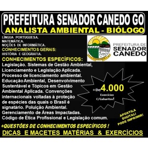 Apostila Prefeitura de Senador Canedo GO - ANALISTA AMBIENTAL - BIÓLOGO - Teoria + 4.000 Exercícios - Concurso 2019