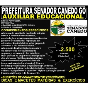 Apostila Prefeitura de Senador Canedo GO - ENSINO FUNDAMENTAL - AUXILIAR EDUCACIONAL - Teoria + 3.000 Exercícios - Concurso 2019