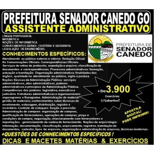 Apostila Prefeitura de Senador Canedo GO - ASSISTENTE ADMINISTRATIVO - Teoria + 3.900 Exercícios - Concurso 2019
