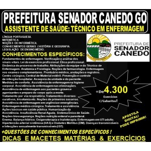 Apostila Prefeitura de Senador Canedo GO - ASSISTENTE de SAÚDE - TÉCNICO em ENFERMAGEM - Teoria + 4.300 Exercícios - Concurso 2019