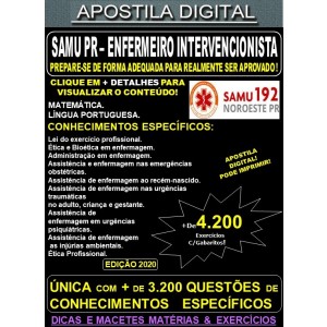 Apostila SAMU PR - ENFERMEIRO INTERVENCIONISTA - Teoria + 4.200 Exercícios - Concurso 2020