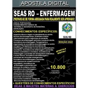 Apostila SEAS RO - ENFERMAGEM - Teoria + 10.800 Exercícios - Concurso 2022