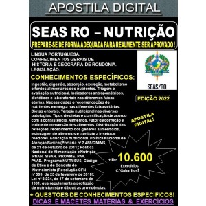 Apostila SEAS RO - NUTRIÇÃO - Teoria + 10.600 Exercícios - Concurso 2022