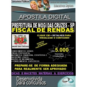Apostila Prefeitura de MOGI DAS CRUZES SP - FISCAL DE RENDAS - Teoria + 5.000 exercícios - Concurso 2020