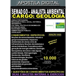 Apostila SEMAD GO - Analista Ambiental - GEOLOGIA - Teoria + 10.000 Exercícios - Concurso 2022