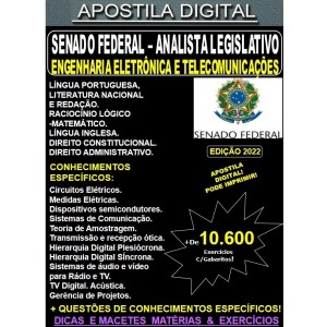 Apostila SENADO FEDERAL - Analista Legislativo - ENGENHARIA ELETRÔNICA e TELECOMUNICAÇÕES - Teoria + 10.600 Exercícios - Concurso 2022