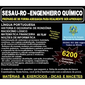 Apostila SESAU RO - ENGENHEIRO QUÍMICO - Teoria + 6.200 Exercícios - Concurso 2017