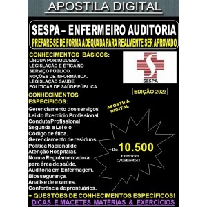 Apostila SESPA - ENFERMEIRO AUDITORIA - Teoria + 10.500 Exercícios - Concurso 2023