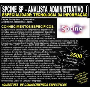 Apostila SPCINE SP - ANALISTA ADMINISTRATIVO - Especialidade: TECNOLOGIA DA INFORMAÇÃO - Teoria + 3.500 Exercícios - Concurso 2019