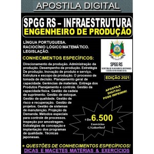 Apostila SPGG RS - INFRAESTRUTURA - ANALISTA ENGENHEIRO da PRODUÇÃO - Teoria + 6.500 Exercícios - Concurso 2021