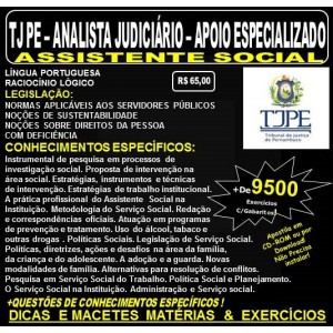 Apostila TJ PE - ANALISTA JUDICIÁRIO - Apoio Especializado - ASSISTENTE SOCIAL - Teoria + 9.500 Exercícios - Concurso 2017