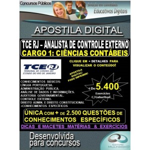Apostila TCE RJ  - AUDITOR DE CONTROLE EXTERNO - CARGO 1: CIÊNCIAS CONTÁBEIS  - Teoria + 5.400 exercícios - Concurso 2020