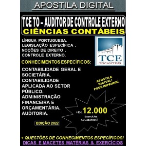 Apostila TCE TO - AUDITOR de CONTROLE EXTERNO - CIÊNCIAS CONTÁBEIS - Teoria + 12.000 Exercícios - Concurso 2022