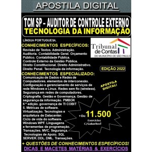 Apostila TCM SP - Auditor de Controle Externo - TECNOLOGIA DA INFORMAÇÃO - Teoria + 11.500 Exercícios - Concurso 2022