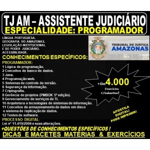 Apostila TJ AM - ASSISTENTE JUDICIÁRIO - PROGRAMADOR - Teoria + 4.000 Exercícios - Concurso 2019
