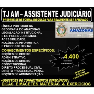 Apostila TJ AM - ASSISTENTE JUDICIÁRIO - Teoria + 4.400 Exercícios - Concurso 2019